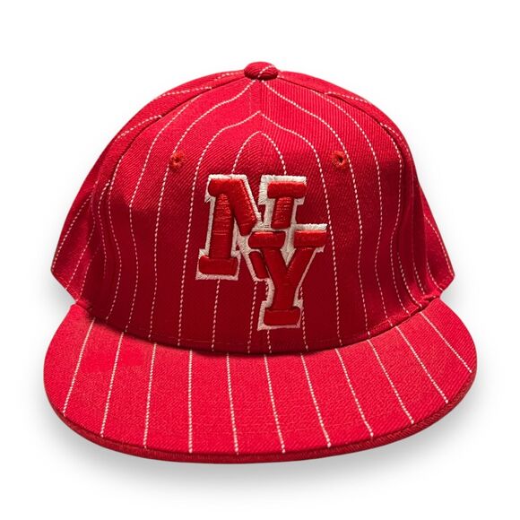 New York Yankees Steps Baseball Pro Modal Fitted Hat Mens Medium Red Striped - Picture 1 of 9
